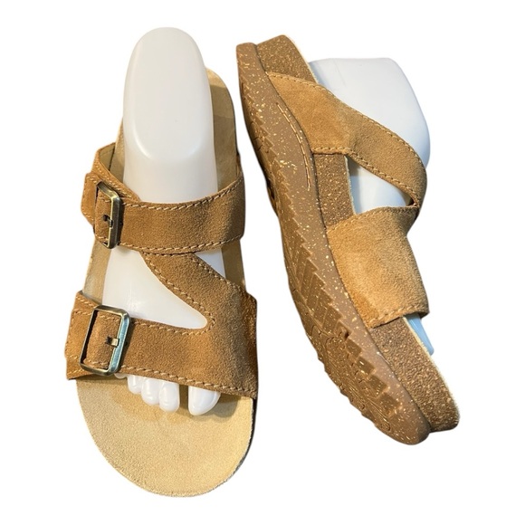 Dansko Dayna Double-Strap Slide Sandals in Tan/Brown Suede Size 41 (10.5-11) - Picture 3 of 11